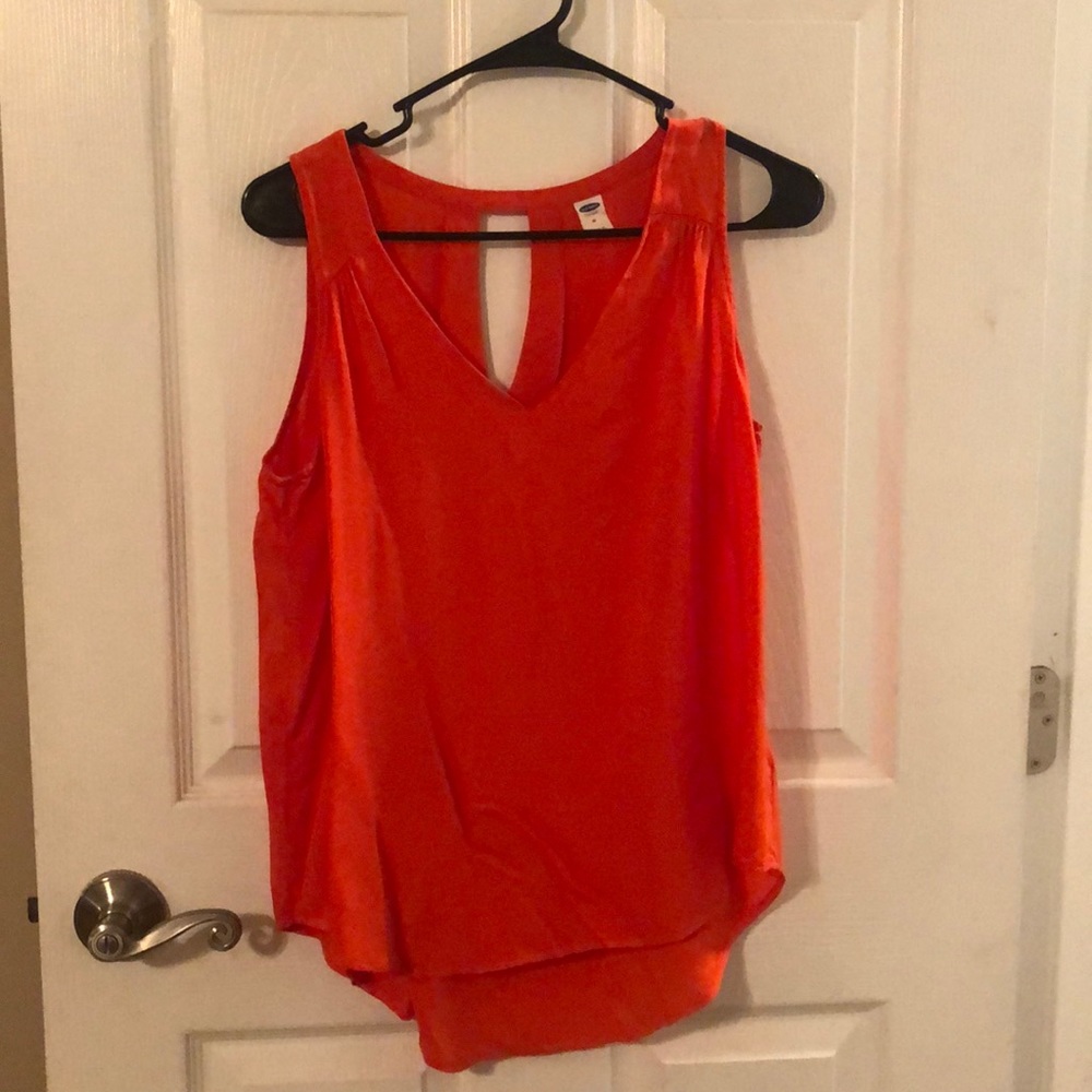 Old Navy, sleeveless, keyhole back, orange summer shirt. Size M